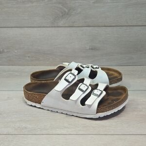 Birkenstock Women Floroda White Sandals Slide Flats Shoes Sz 37/6 Regular